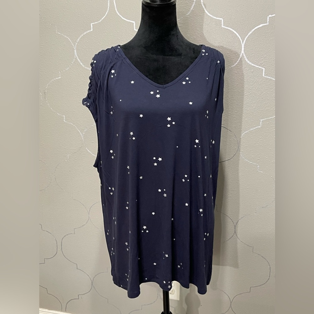 🏷️ Lane Bryant Jersey Top with Ruched Sleeves Size 22/24